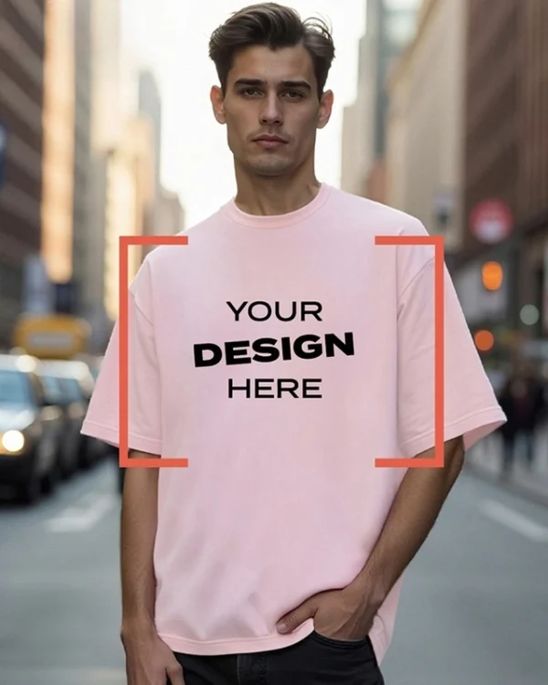 Men's Pink Customizable Oversized T-Shirts